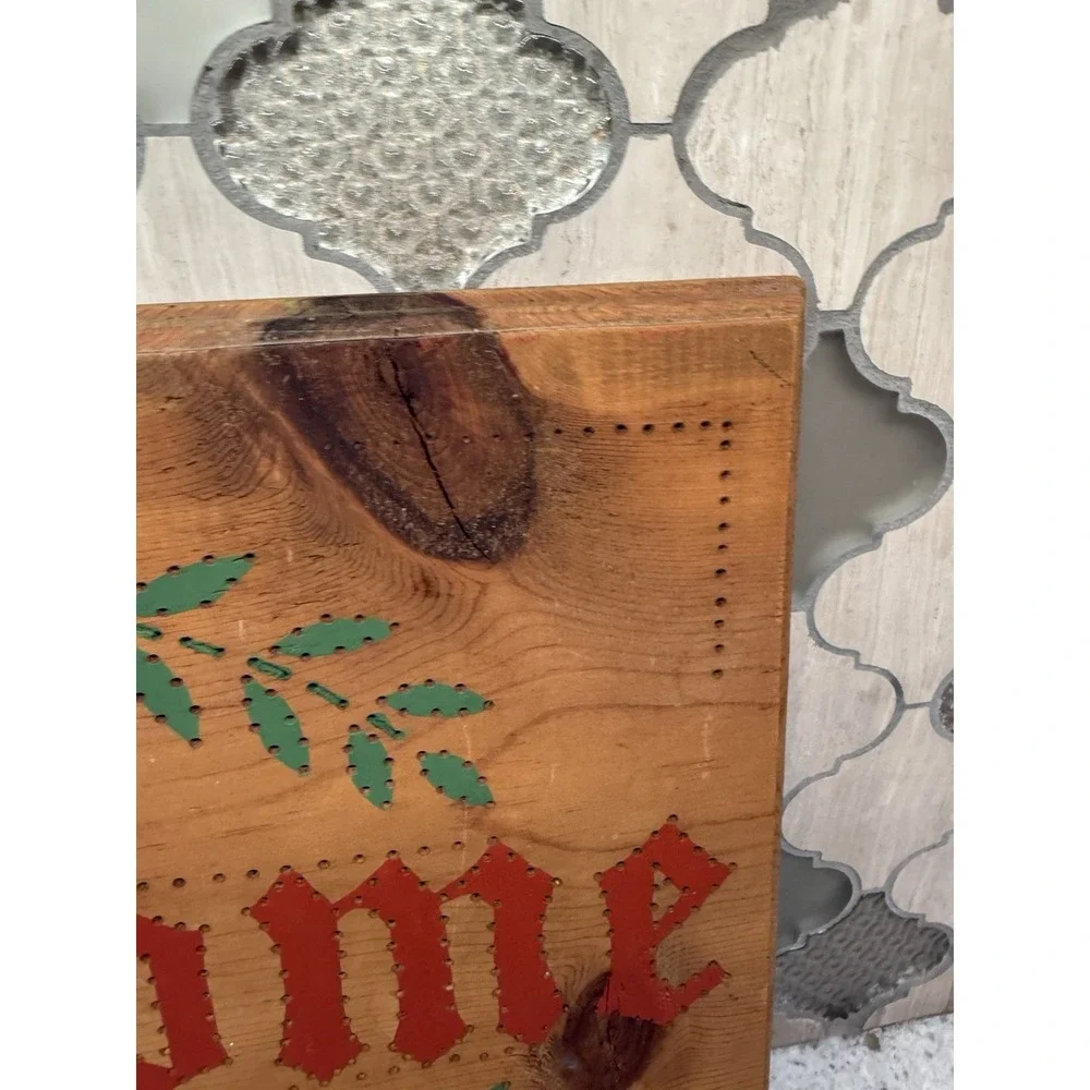 Vintage Welcome Wood Hang Sign Handmade Painted And Punched‎ Cottage Core Nice
